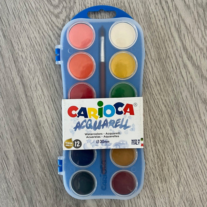 Vandfarve sæt m/pensel - 12 farver