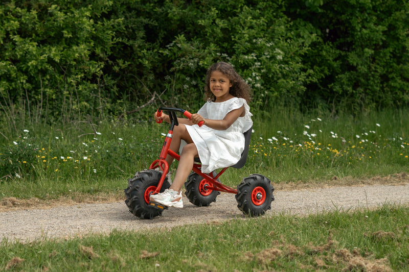 Stor Rose 3-hjuler med Traktordæk og Plastsæde - for 4-10 år