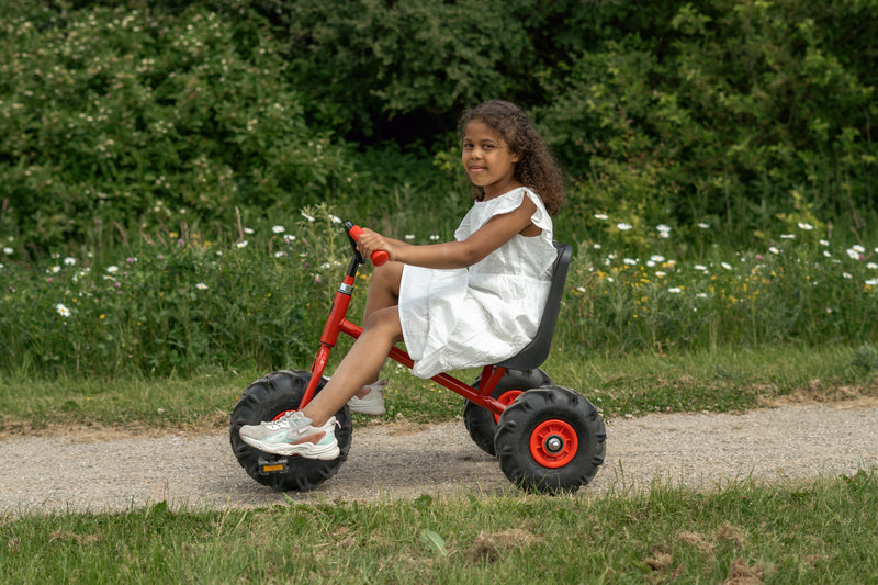 Stor Rose 3-hjuler med Traktordæk og Plastsæde - for 4-10 år