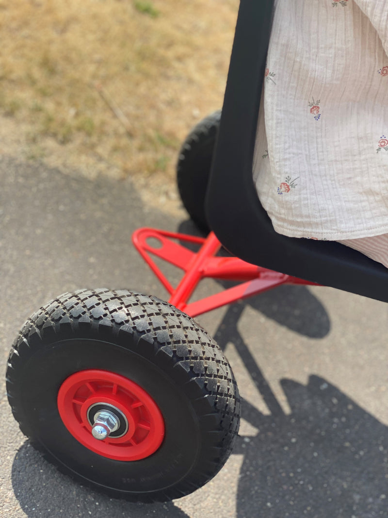 Stor Rose 3-hjuler med ballondæk og plastsæde - for 4-10 år