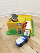 Gul Funcars Bilgarage med 3 biler fra Dantoy. - Billede 1