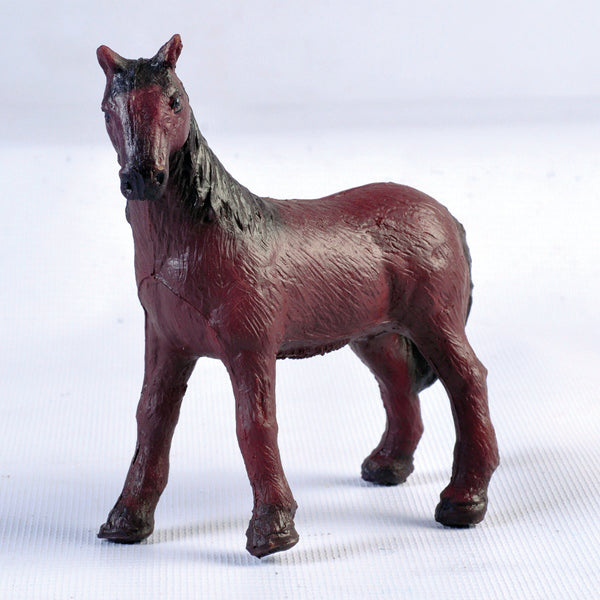 Dyr - Rødbrun Hest fra Green Rubber Toys - L:15 cm.