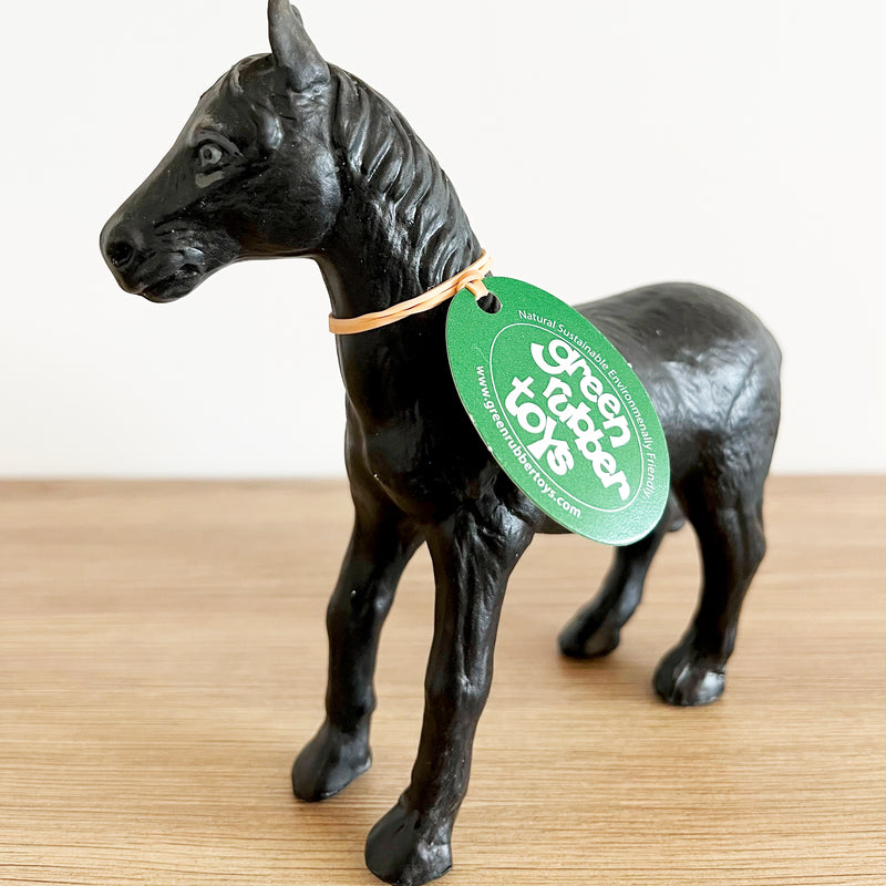 Dyr - Sort Hest fra Green Rubber Toys - L:15 cm.