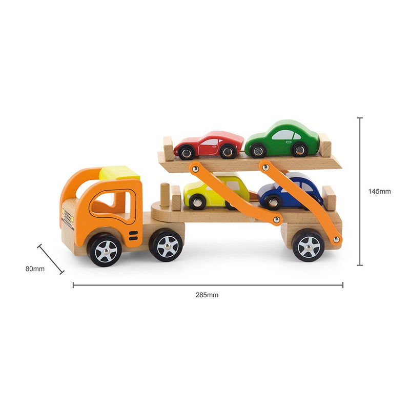 Autotransporter i træ  med 4 biler - Billede 1