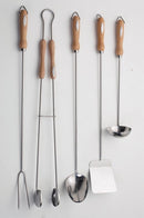 Grillgaffel, rustfrit stål m. træskaft - Billede 1