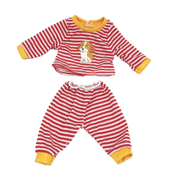 Dukketøj - 32-37 cm - Rødstribet pyjamas - Fra 3 år. - Billede 1