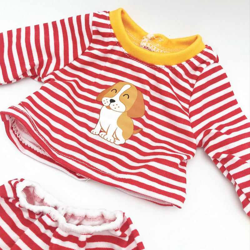 Dukketøj - 42-46 cm - Rødstribet pyjamas - Fra 3 år. - Billede 1