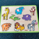 Knoppuslespil med Vilde Dyr - 8 brikker - Viga - Fra 18 mdr - Billede 1