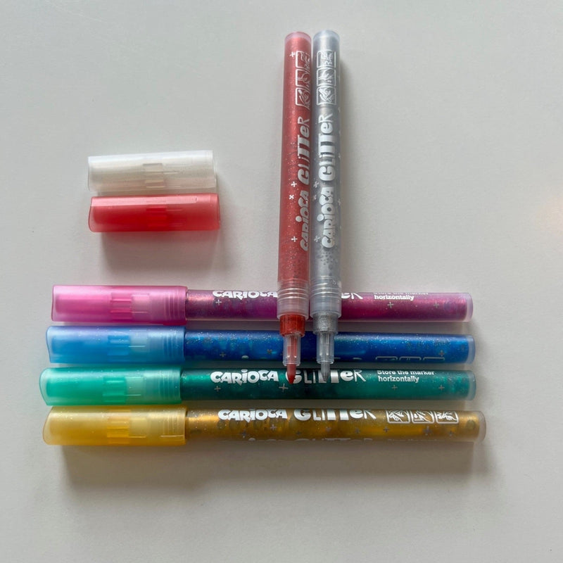 Glitter markers tuscher - 6 stk. forskellige farver
