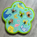 Knoppuslespil af træ med lyd - Vilde dyr - 5 dele - fra 1 år