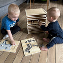 Puslespilsreol med 12 knop-puslespil