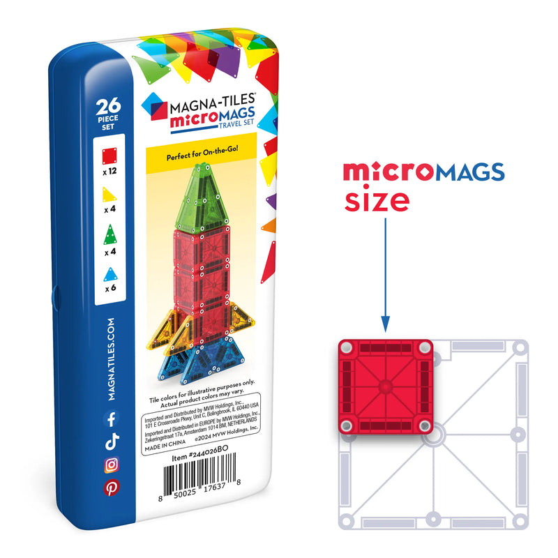 Magna-Tiles microMAGS rejsesæt - 26 dele