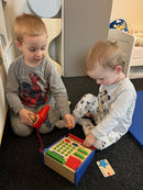 Kasseapparat i træ m. scanner & mønter - VIGA