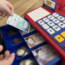 Kasseapparat med regnemaskine i plast.