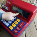 Kasseapparat med regnemaskine i plast.