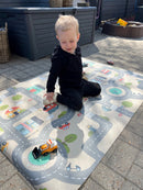 Legetæppe med by og vejbane - 1 x 1,5 meter - Vinyl - Fra 1 år.
