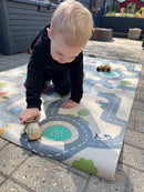 Legetæppe med by og vejbane - 1 x 1,5 meter - Vinyl - Fra 1 år.