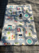 Legetæppe med by og vejbane - 1 x 1,5 meter - Vinyl - Fra 1 år.