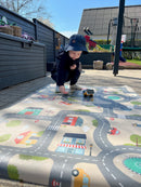 Legetæppe med by og vejbane - 1 x 1,5 meter - Vinyl - Fra 1 år.