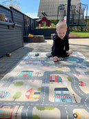 Legetæppe med by og vejbane - 1 x 1,5 meter - Vinyl - Fra 1 år.