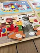 Nathan træpuslespil - Sæt med 4 stk - Rengøring - fra 3 år.