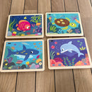 Nathan træpuslespil - Sæt med 4 stk - Havdyr