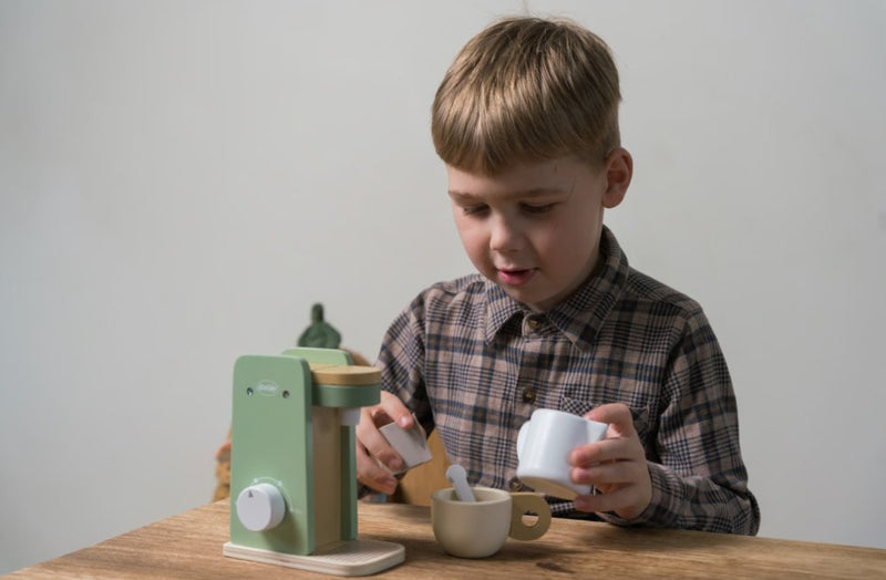 Kaffemaskine i træ fra Dantoy - 5 dele - Billede 1