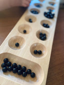 Luksus Kalaha Spil i træ - Naturfarvet - L:68 cm