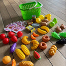 Indkøbskurv med madvarer af plast - 40 dele