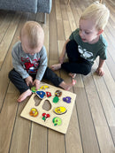 Knoppuslespil med frugt - træ, 10 brikker