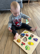 Knoppuslespil med frugt - træ, 10 brikker