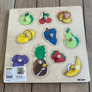 Knoppuslespil med frugt - træ, 10 brikker