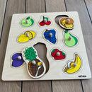 Knoppuslespil med frugt - træ, 10 brikker