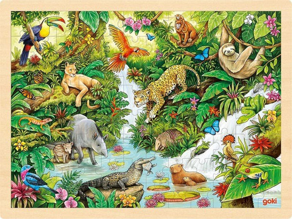 Puslespil i træ Jungle - 96 brikker - Billede 1