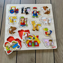 GOKI knoppuslespil i træ med 14 brikker - Fra 1 år.