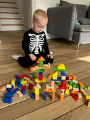 Byggeklodser i træ og farve fra VIGA - 100 stk.