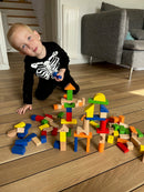 Byggeklodser i træ og farve fra VIGA - 100 stk.