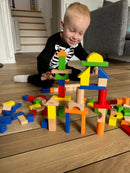 Byggeklodser i træ og farve fra VIGA - 100 stk.