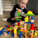 Byggeklodser i træ og farve fra VIGA - 100 stk.