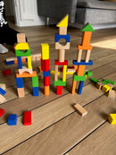 Byggeklodser i træ og farve fra VIGA - 100 stk.