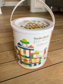 Byggeklodser i træ og farve fra VIGA - 100 stk.