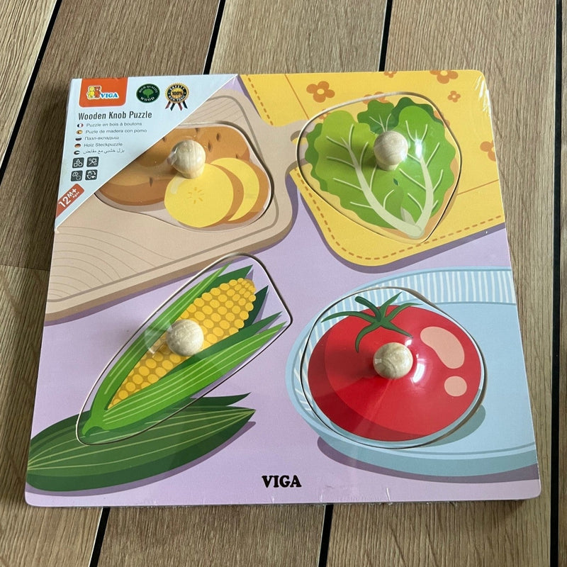 Knoppuslespil med Grøntsager - 4 brikker - Viga