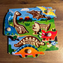 Knoppuslespil med Dinoer - 4 brikker - Viga