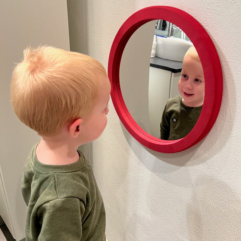 Babyspejl i skumramme - Væghængt - Ø:32cm.