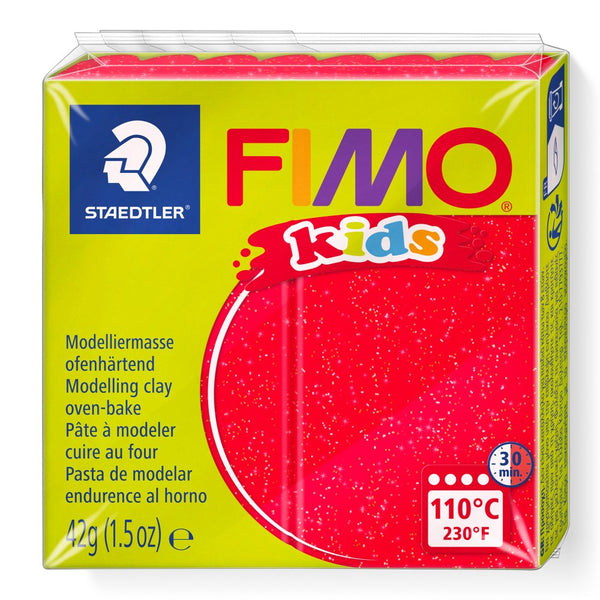 FIMO Kids modellervoks, Rød Glit, 42 gr - Billede 1