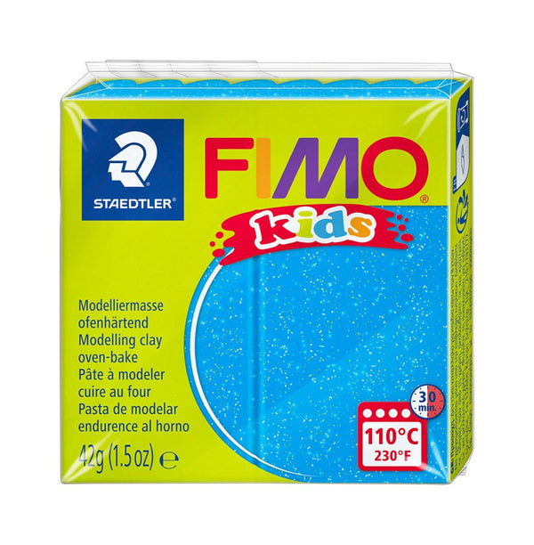 FIMO Kids modellervoks, Blå Glit, 42 gr - Billede 1