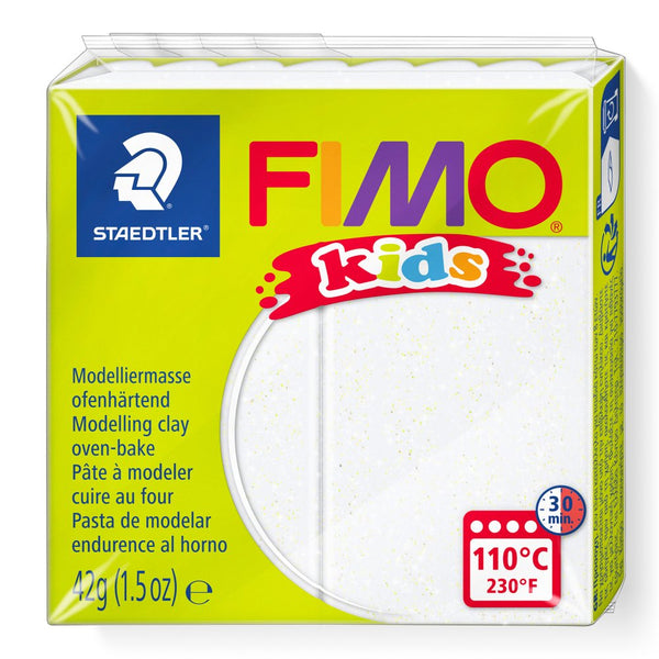 FIMO Kids modellervoks, Hvid Glit, 42 gr - Billede 1