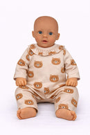 Dukketøj, Sparkedragt Str.  32-37 - dukke siddende