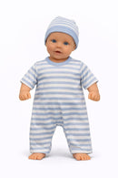 Dukketøj, Stribet heldragt Str. 32-37 - dukke stående