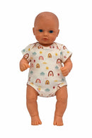 Dukketøj, Body m. mønster Str. 38-41 dukke stående